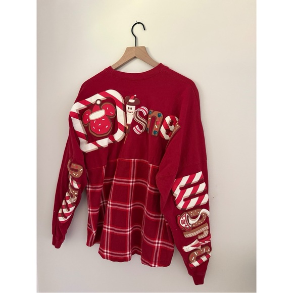 Disney Parks Holiday Spirit Jersey Gingerbread Candy Cane Red Women’s XL - Picture 2 of 8